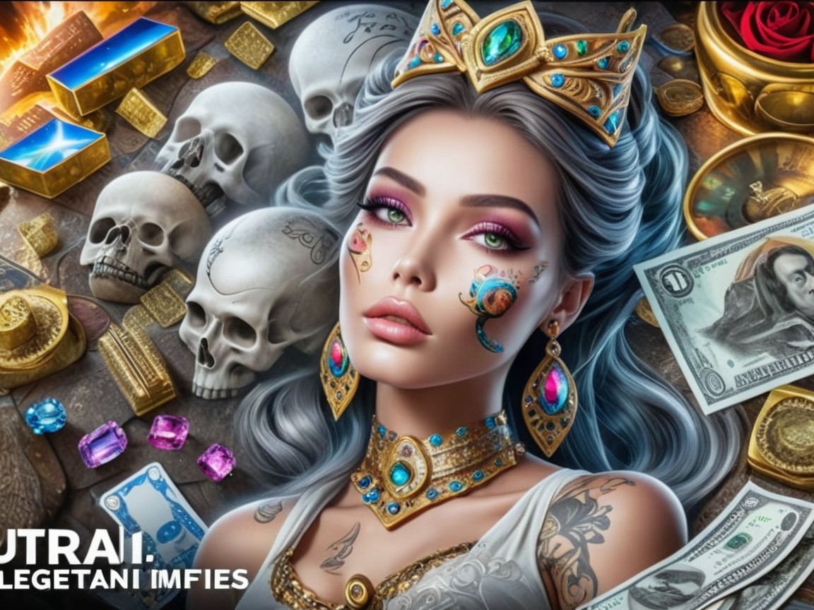 Portrait of a Woman with Crown and Intricate Jewelry