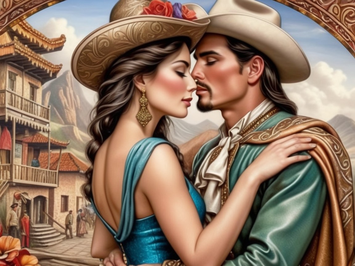Romantic Scene with Couple in Scenic Setting