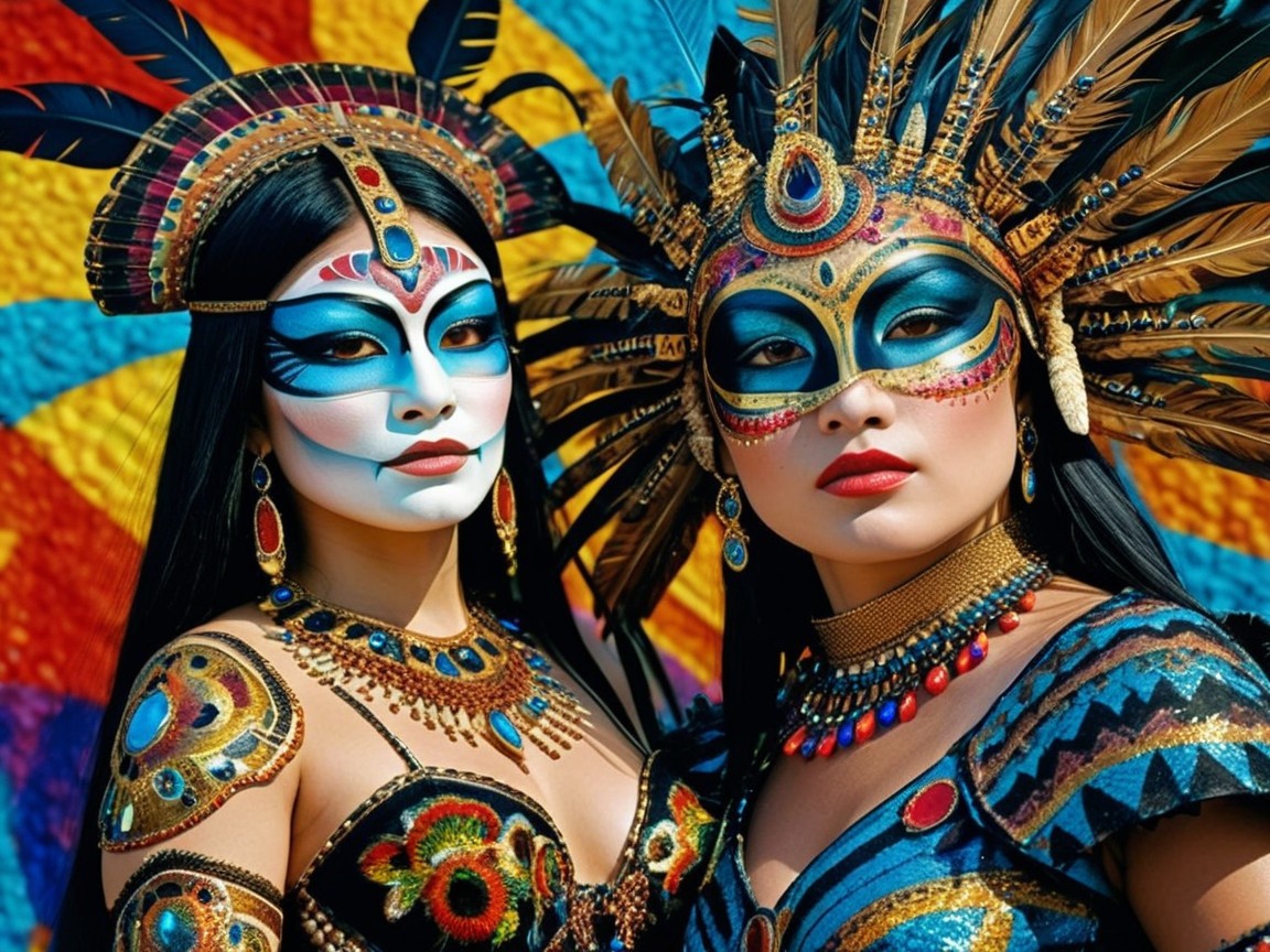 Elaborate Costumes and Makeup of Two Women