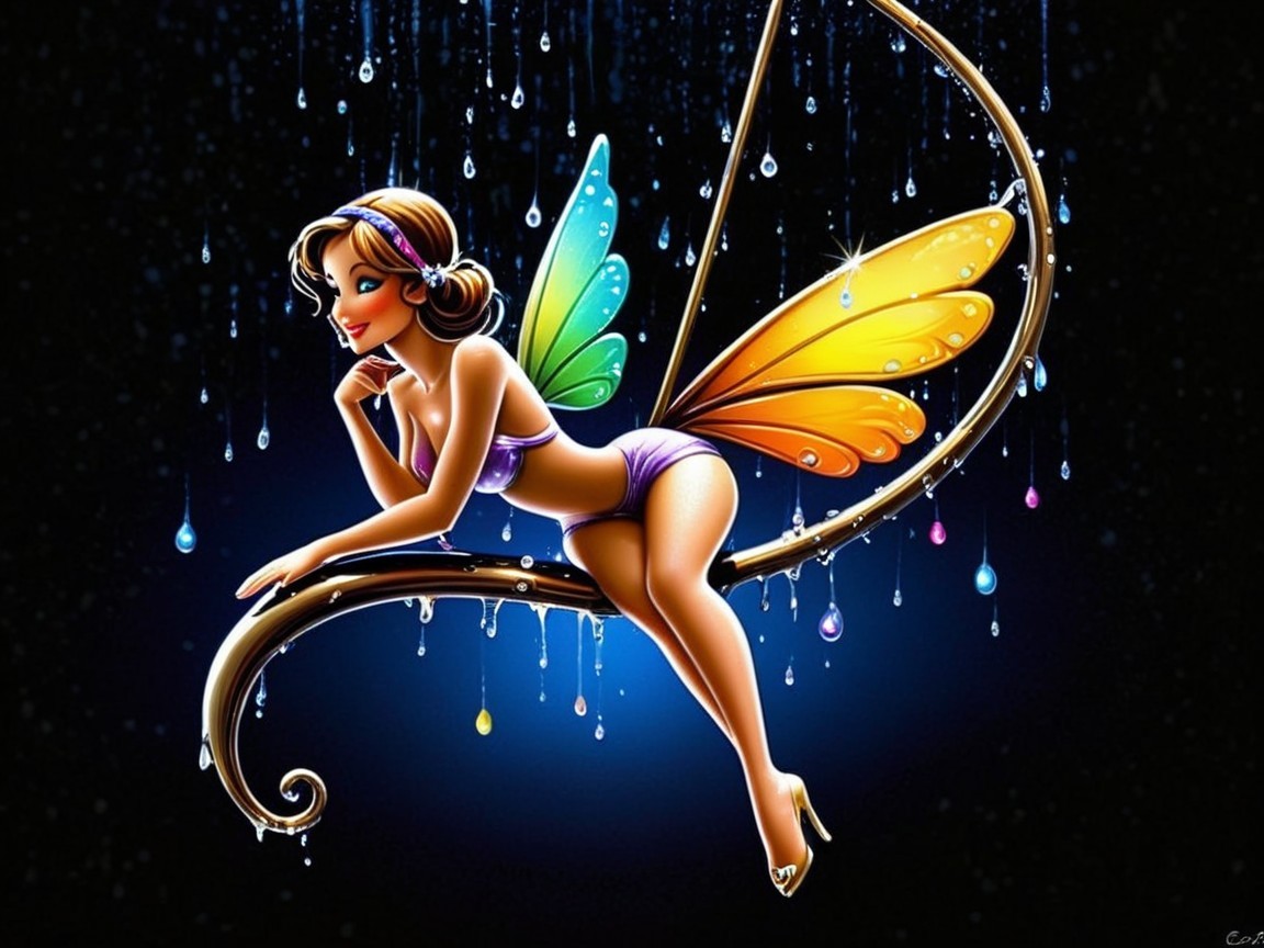 Whimsical Fairy with Colorful Wings on a Vine