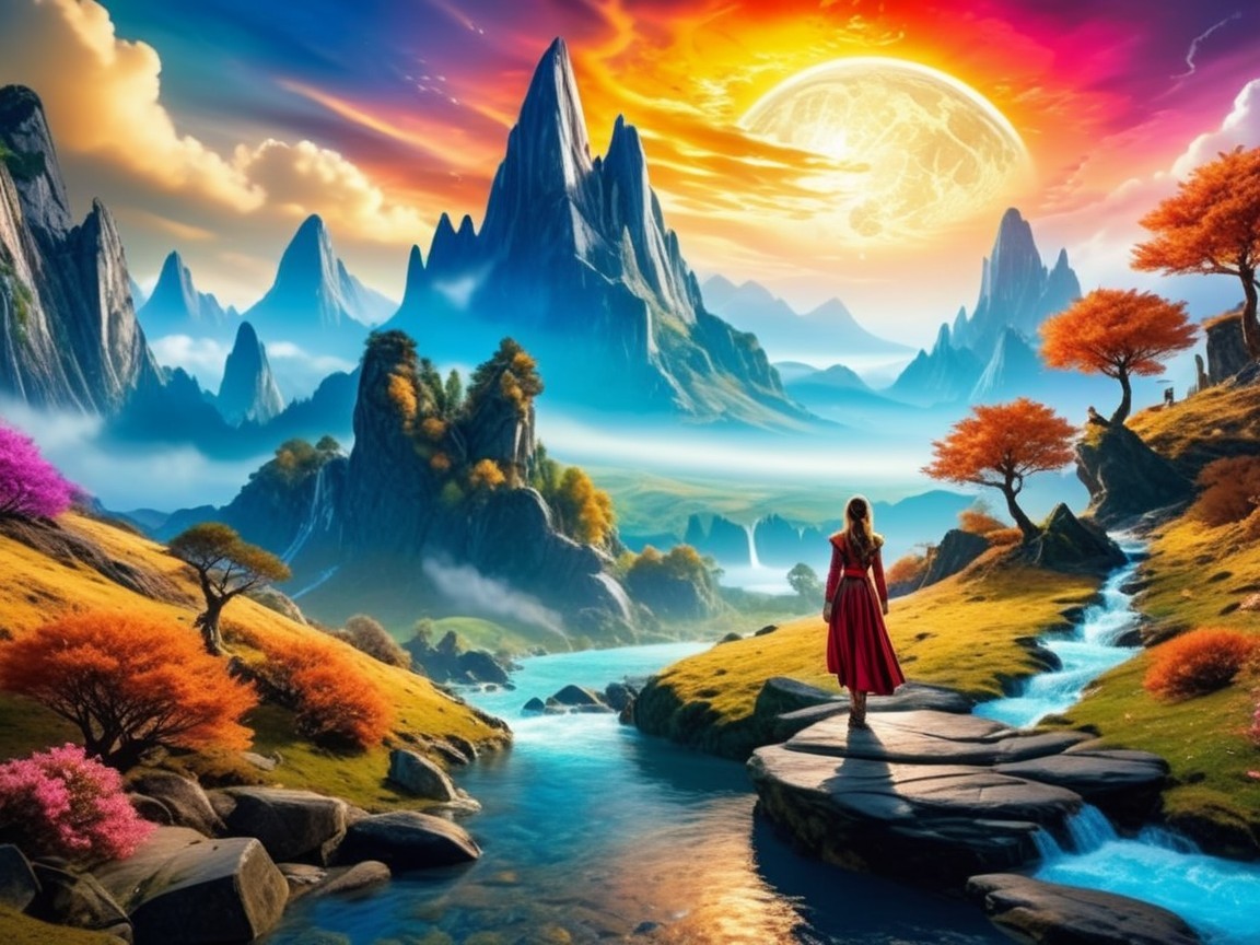 Majestic Mountains and Sunset in Serene Landscape