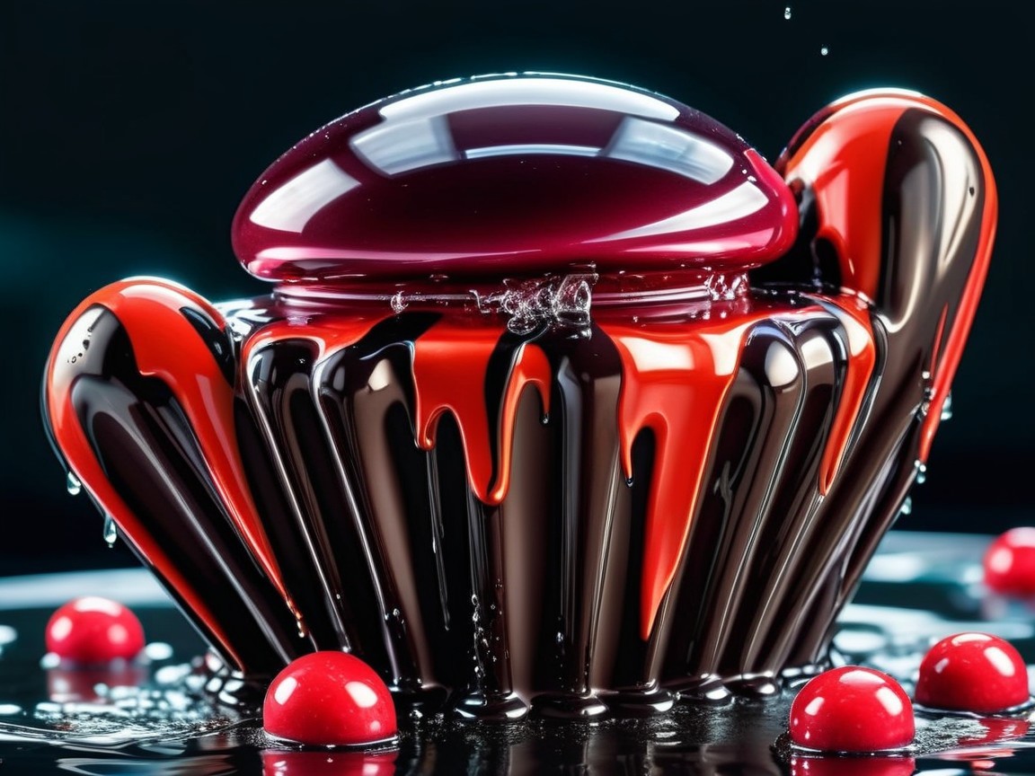 Glossy Chocolate Centerpiece with Red Accents