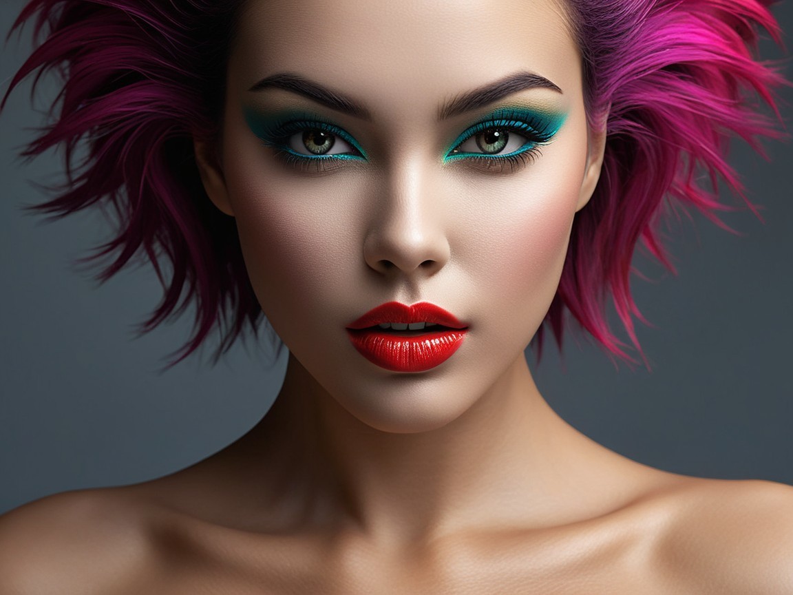 Close-Up Portrait of a Model with Bold Makeup