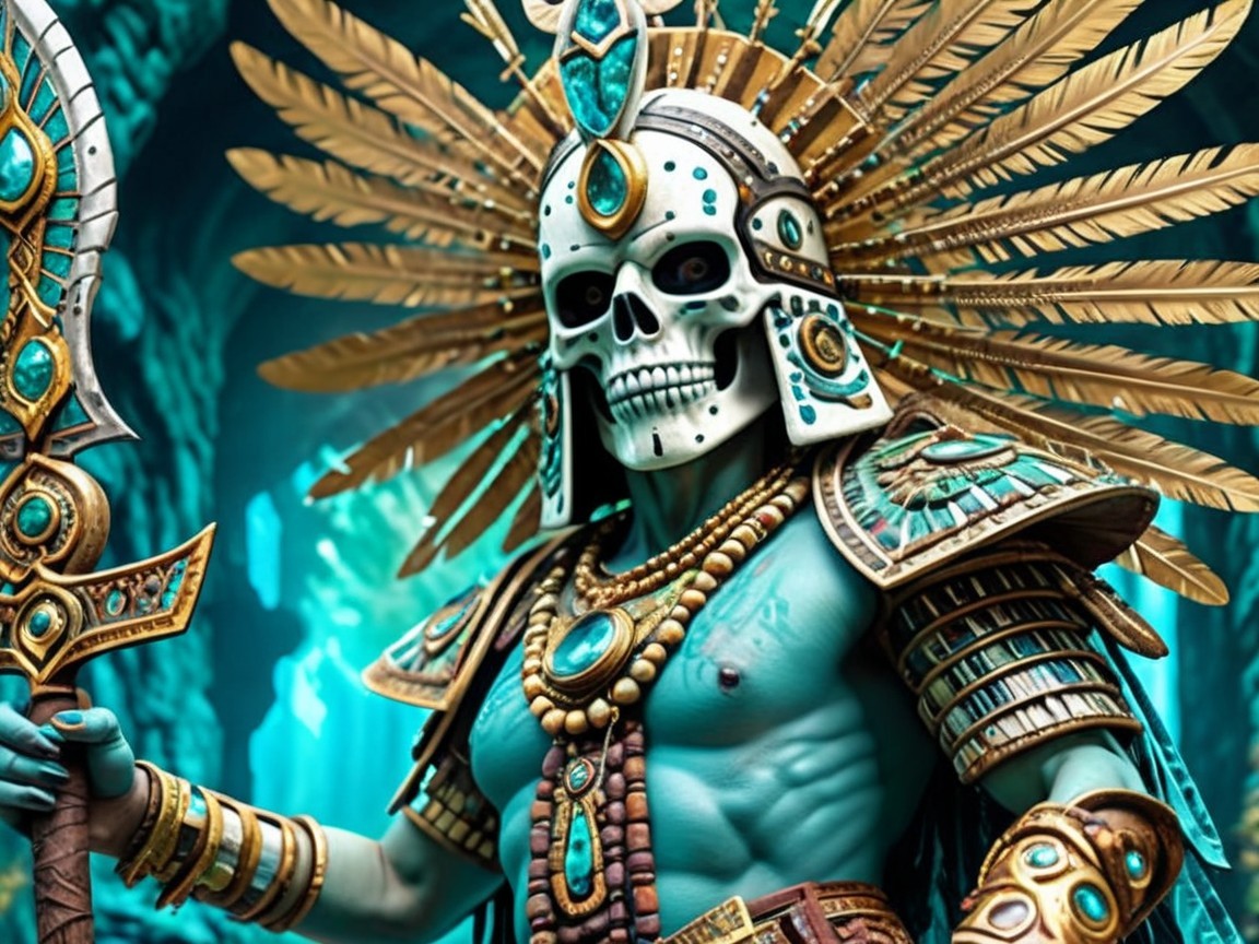 Skeletal Warrior in Ornate Armor with Turquoise Gems
