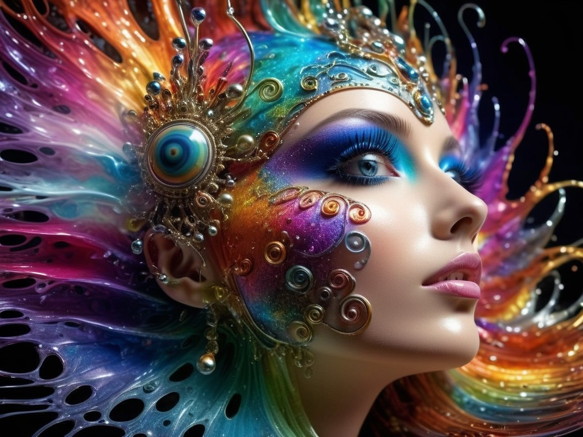 Vibrant Fantasy Portrait of a Colorful Woman