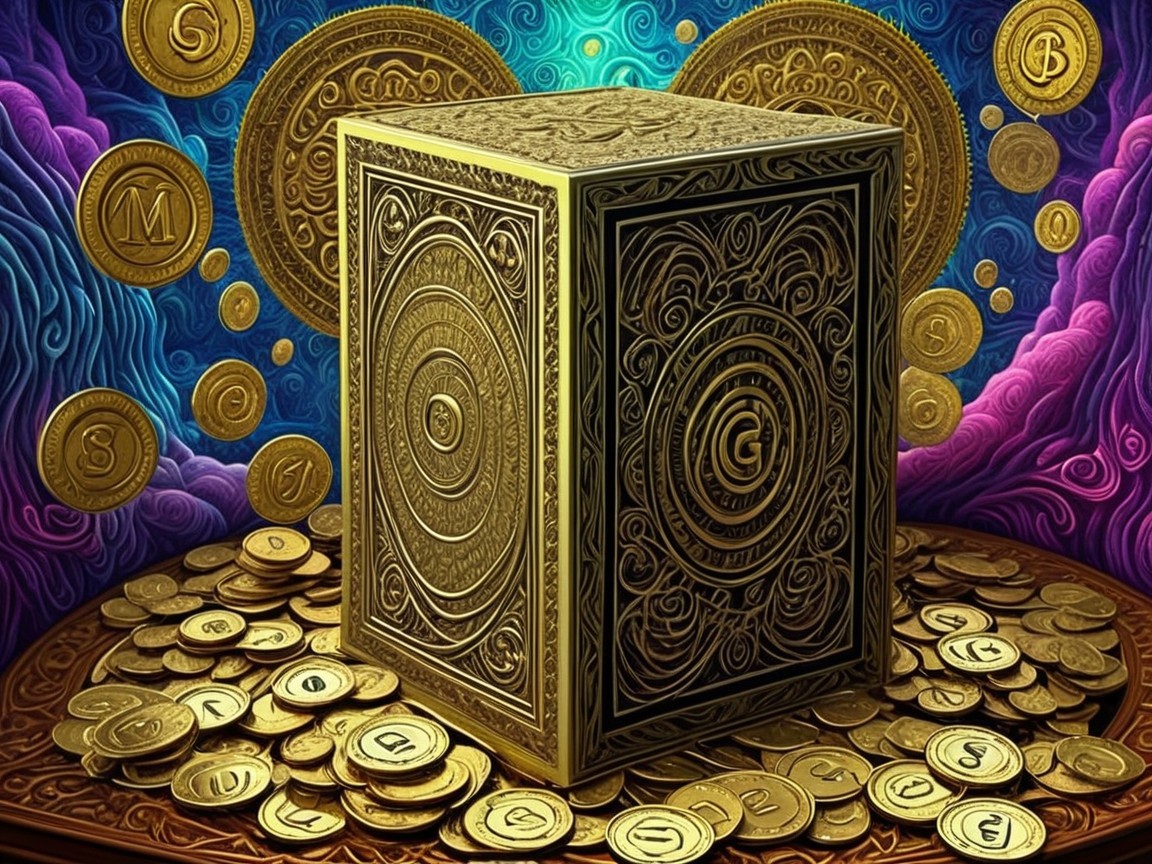 Intricate Box Surrounded by Unique Gold Coins
