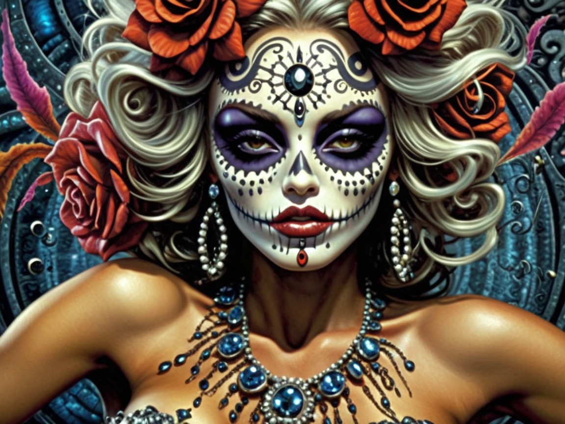 Traditional Día de los Muertos Makeup and Attire
