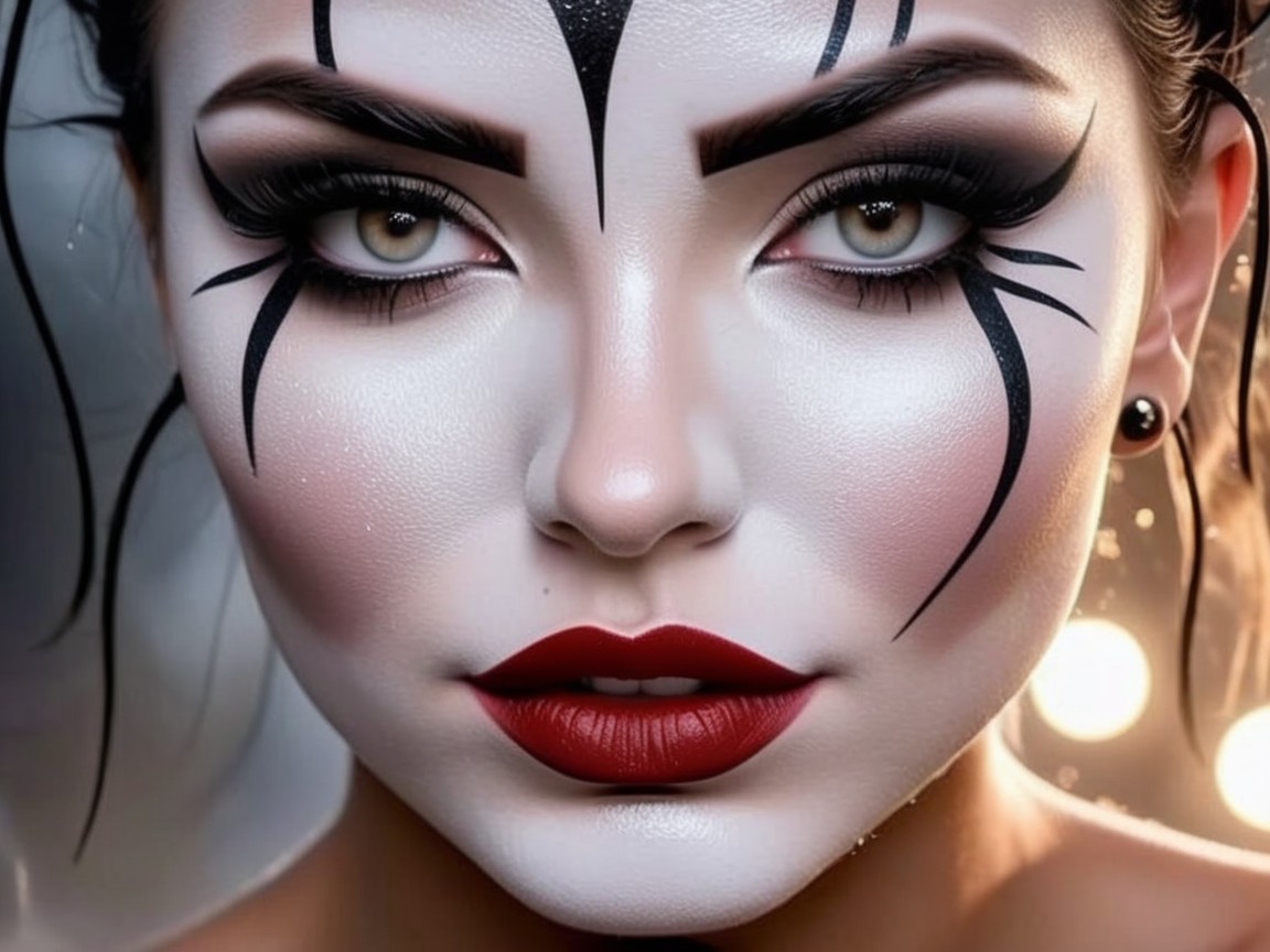 Close-Up of Striking Makeup Art on Woman's Face