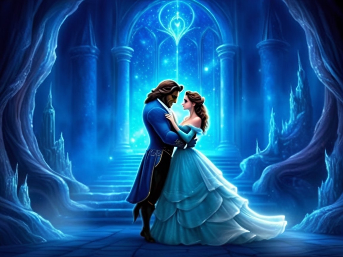 Magical Castle Interior with Prince and Princess