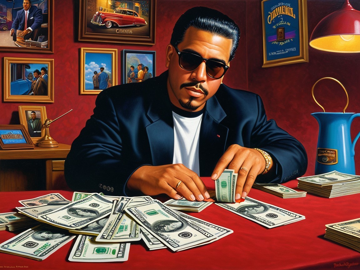 Confident Man Counting Cash in Sophisticated Setting
