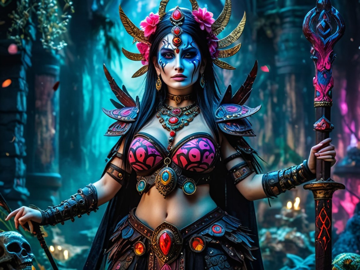 Majestic Figure in Intricate Armor in Mystical Setting