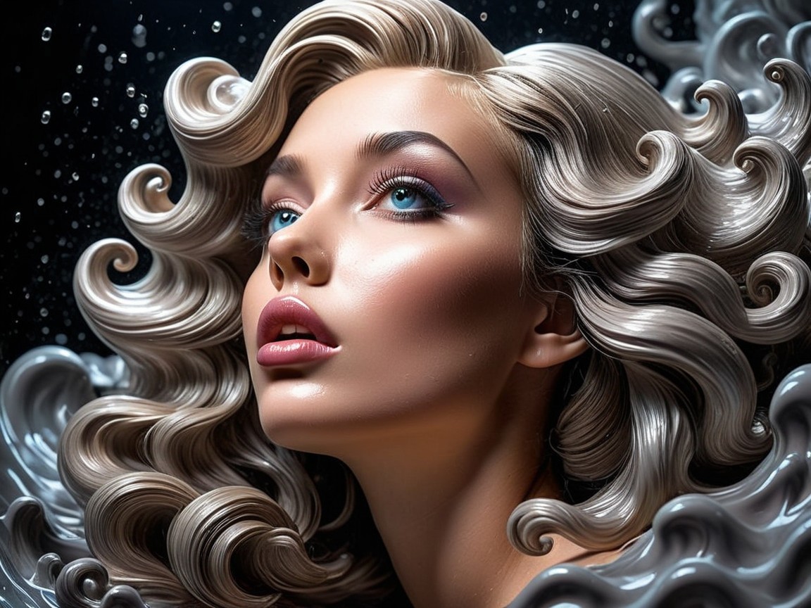 Glamorous Close-Up of a Woman with Wavy Hair