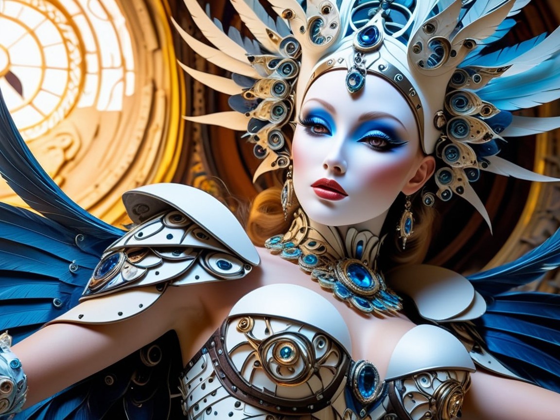 Intricate Metallic Attire with Futuristic Aesthetic