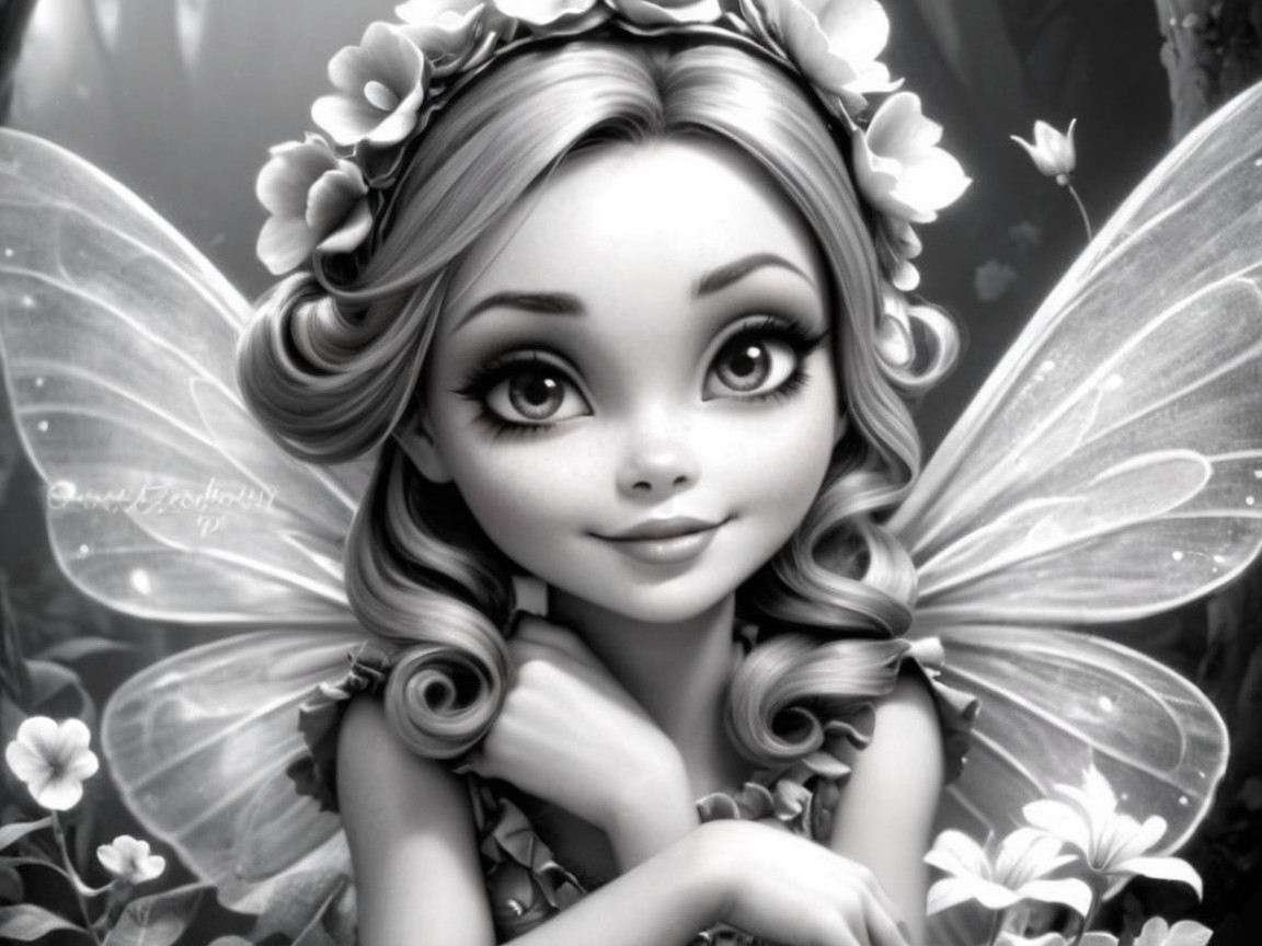 Whimsical Fairy with Delicate Wings in Forest Setting