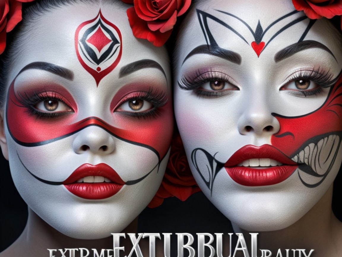 Stylized Faces with Intricate Painted Designs