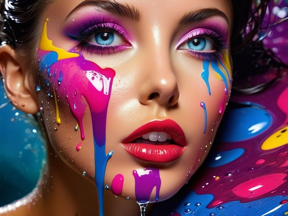 Close-Up Portrait of a Woman with Bold Makeup