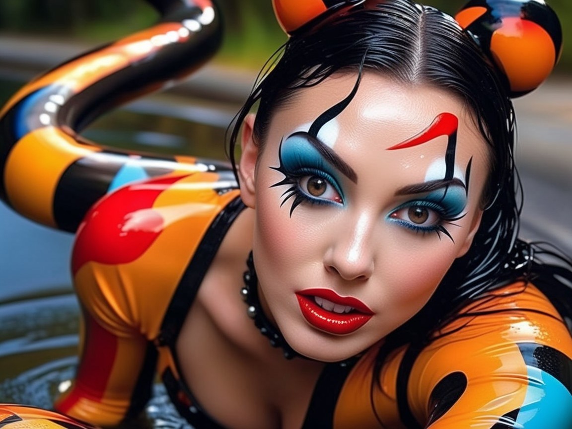 Colorful Portrait of a Woman in Vibrant Makeup