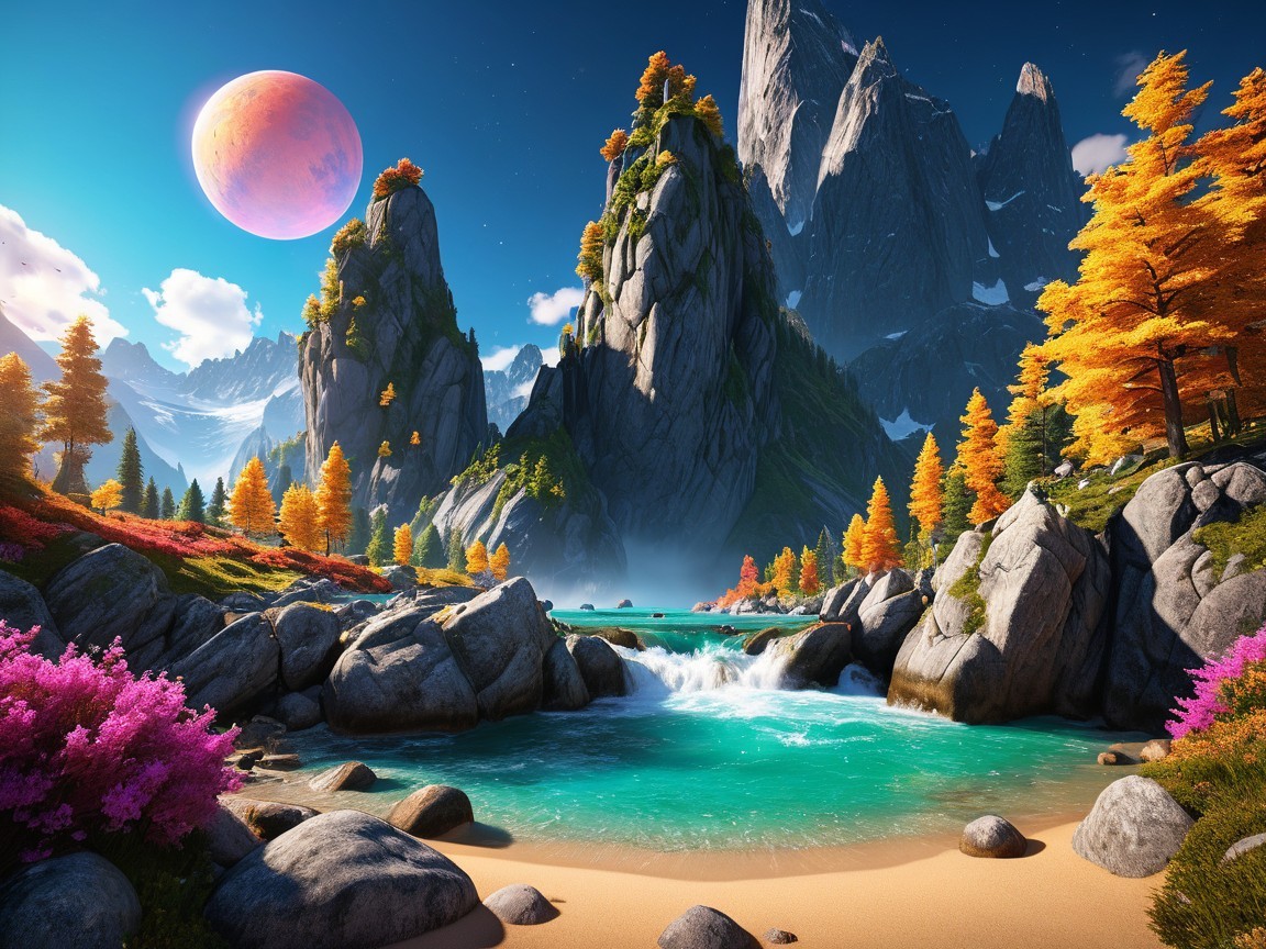 Breathtaking Landscape with Mountains and Turquoise Lagoon