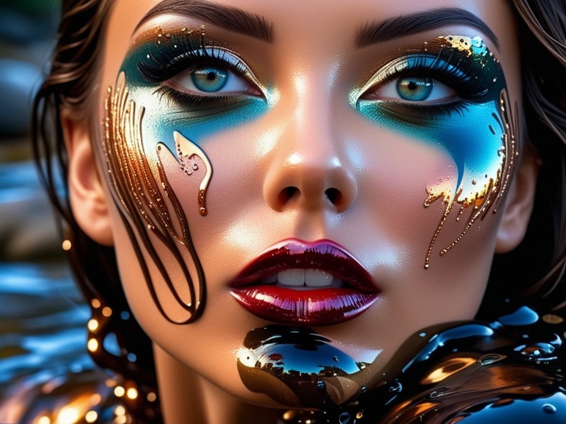 Close-up portrait of a woman with dramatic makeup