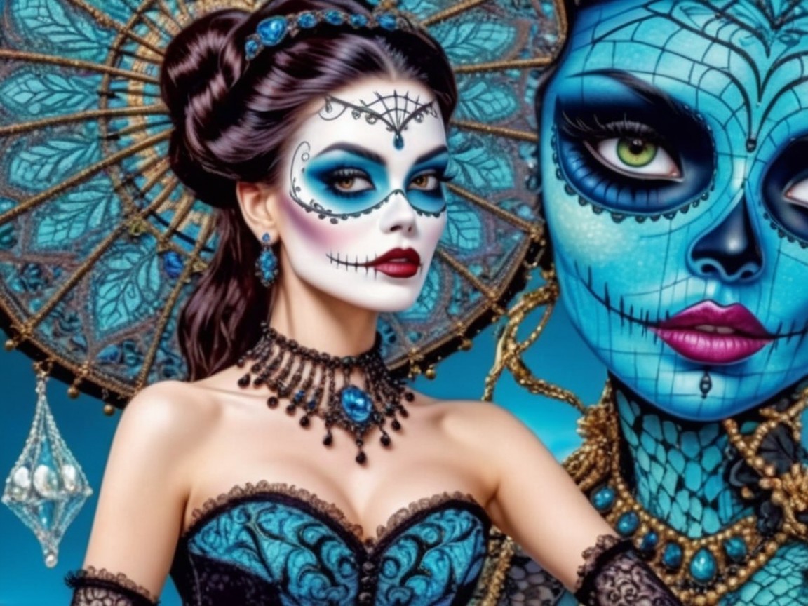 Elegant Woman in Día de los Muertos Attire