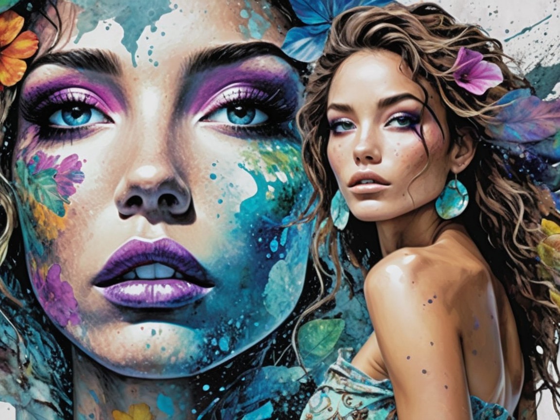 Artistic portrait of a woman with vibrant hair and eyes