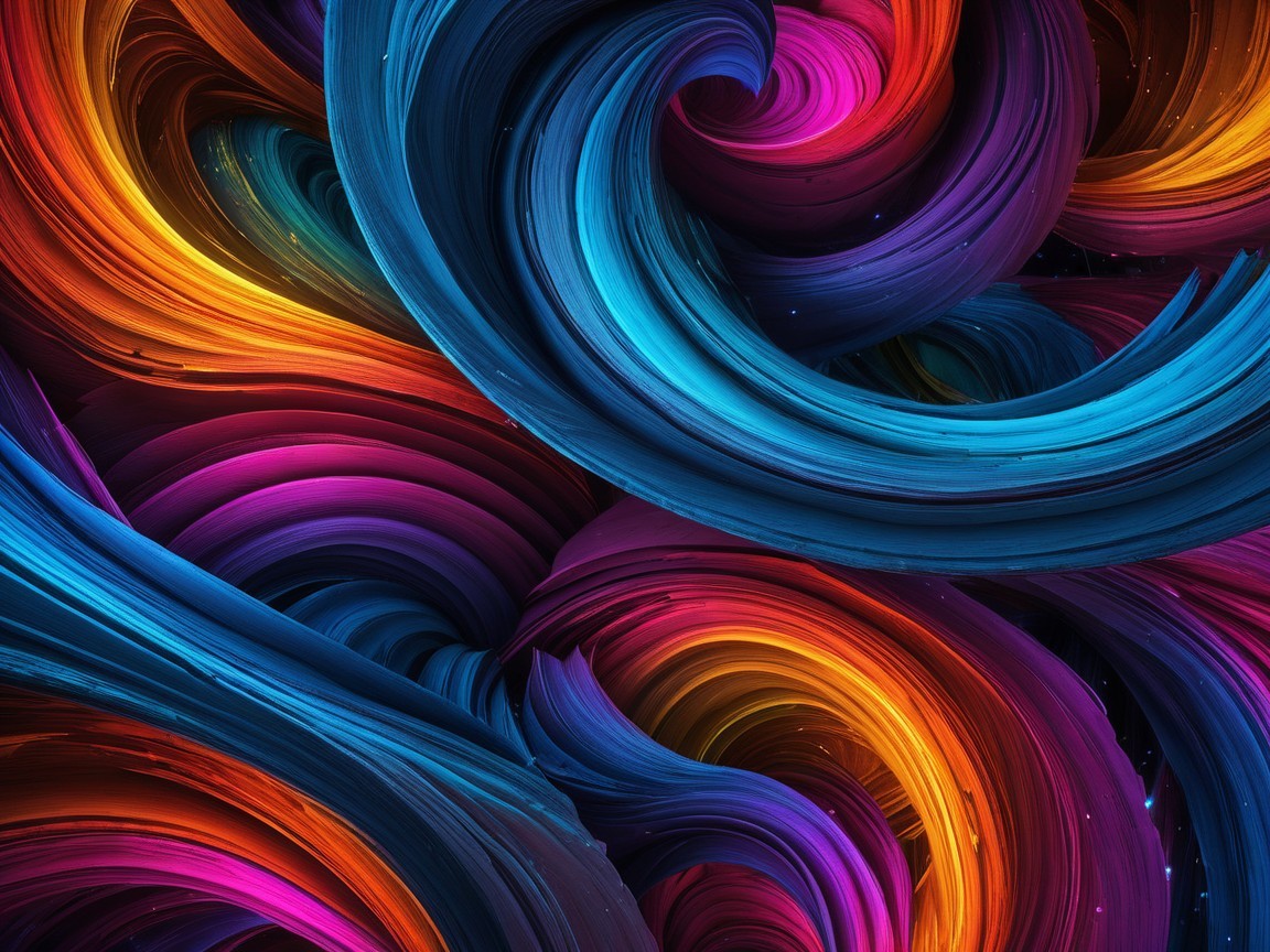 Vibrant Abstract Composition with Swirling Colors