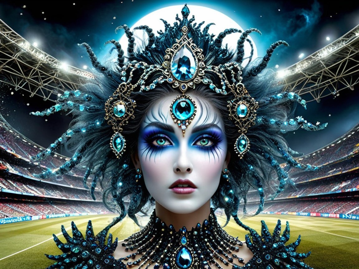 Fantasy Portrait of a Woman with Jewelry and Makeup