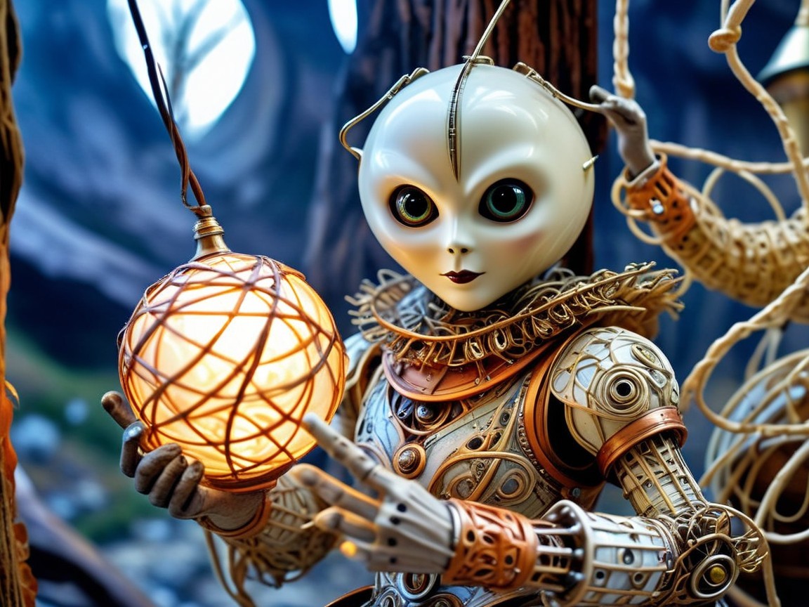 Whimsical Robot in Enchanted Forest Setting