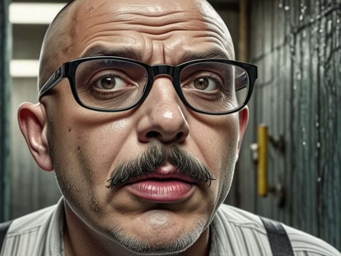 Close-Up Portrait of a Middle-Aged Bald Man