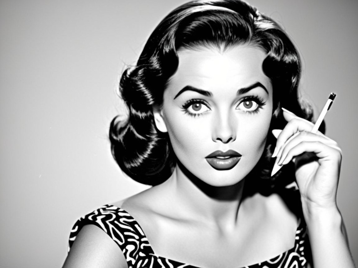 Glamorous 1950s Black-and-White Portrait of a Woman
