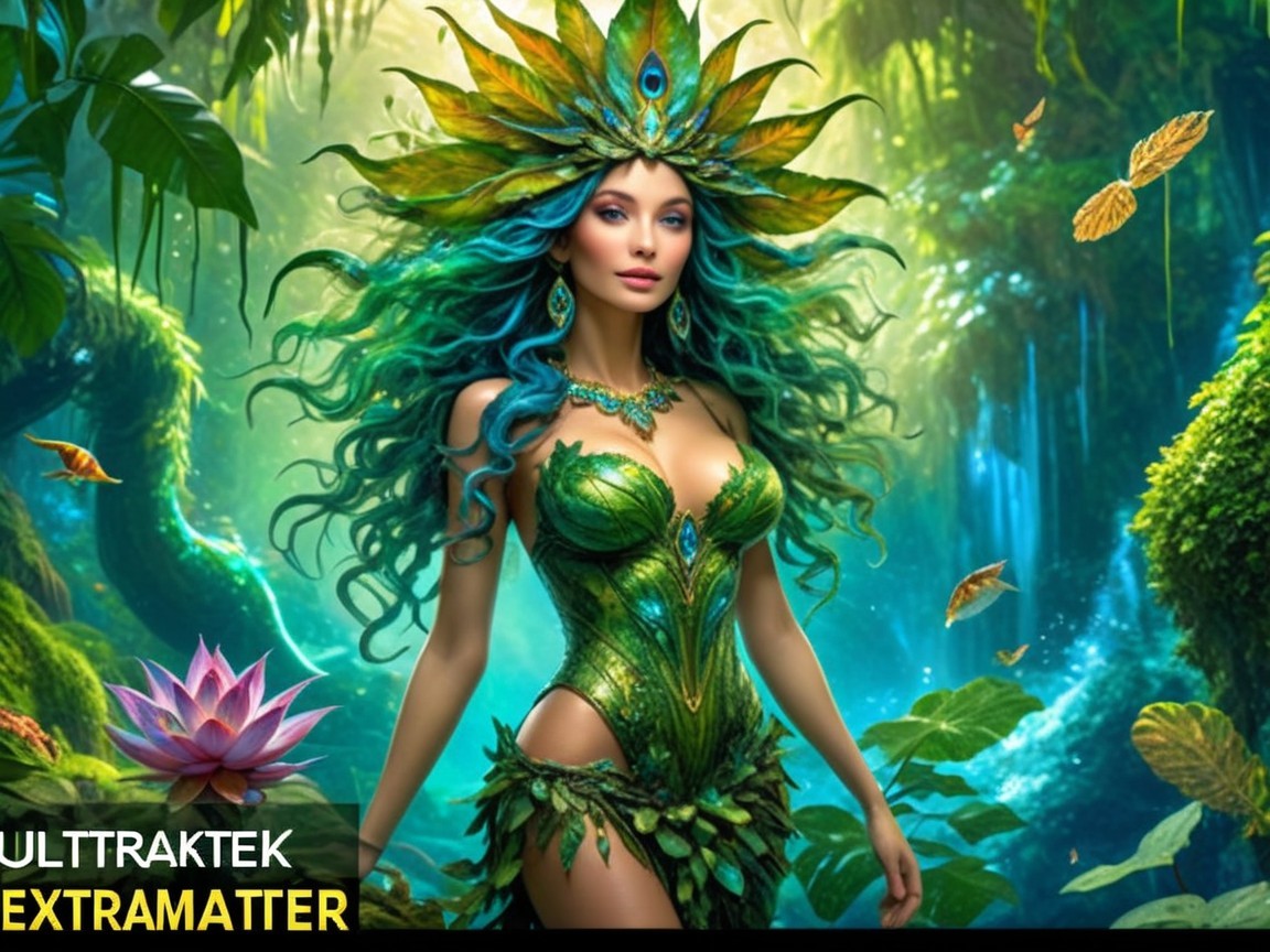 Enchanting Forest Figure in Vibrant Green Attire