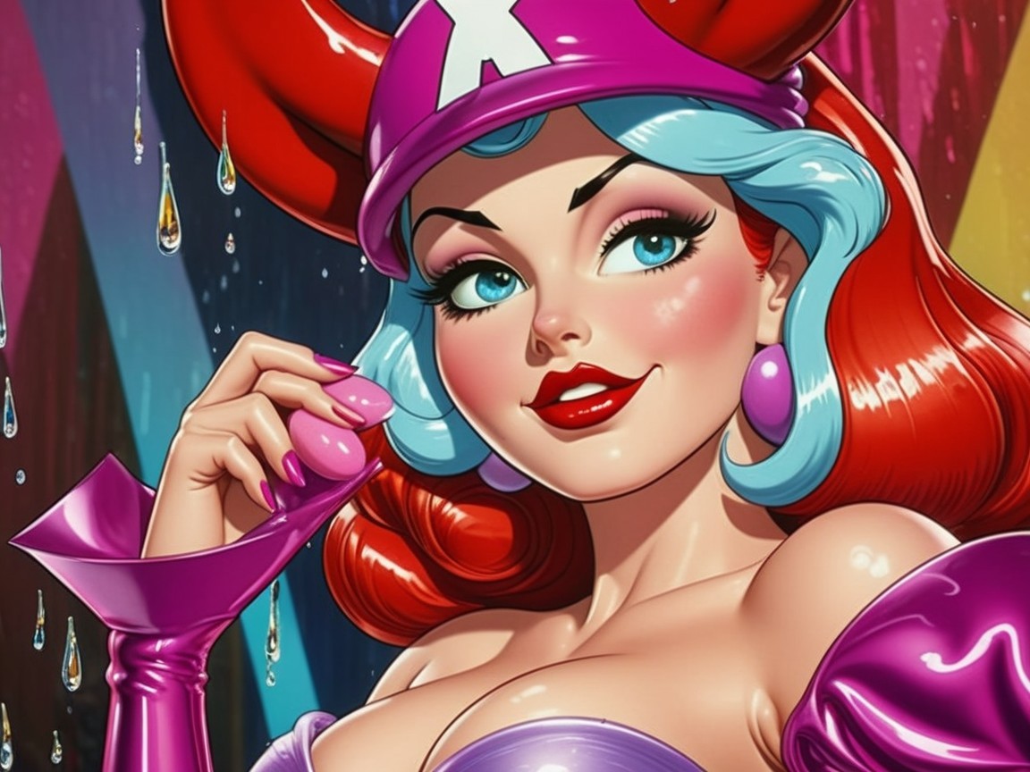 Pop Art Illustration of a Woman with Colorful Details