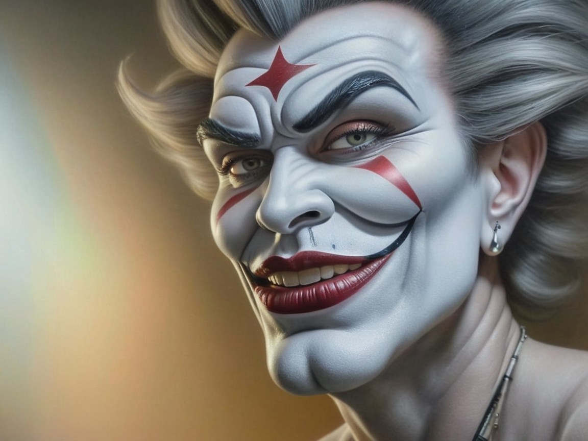 Stylized Character with Dramatic Makeup and Silver Hair