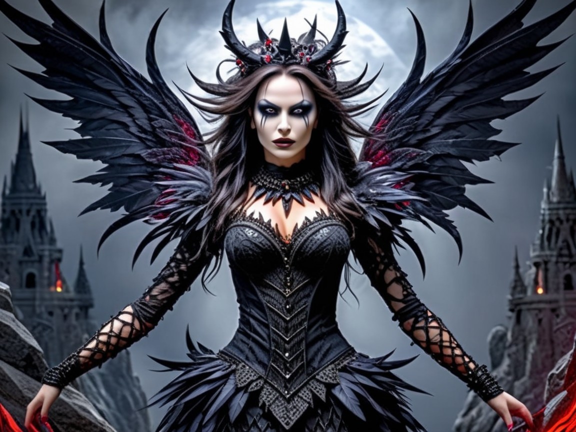 Dark Mystical Figure in Gothic Castle Scene