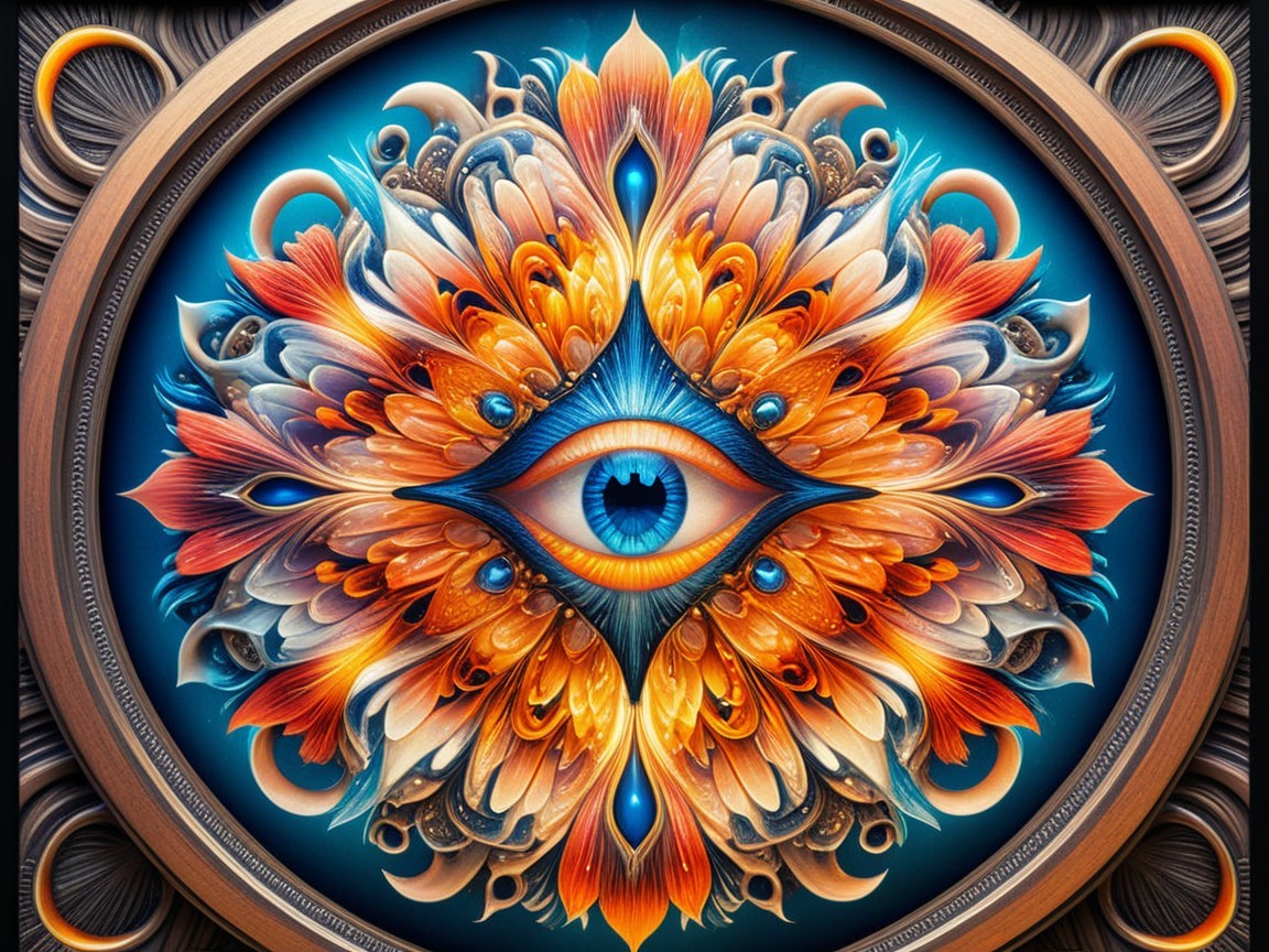 Vibrant Mandala Design with Eye and Floral Elements