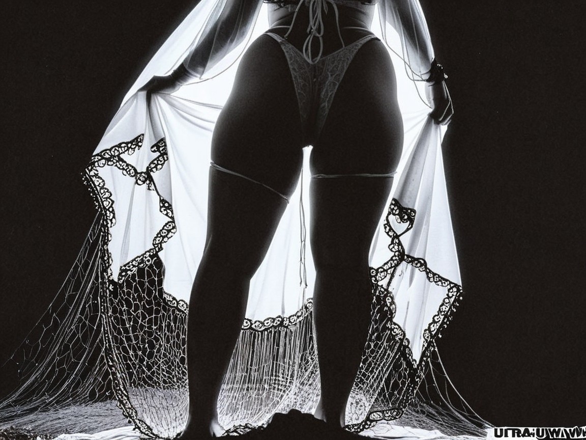 Silhouette of a Figure in Sheer Fabric and Lace