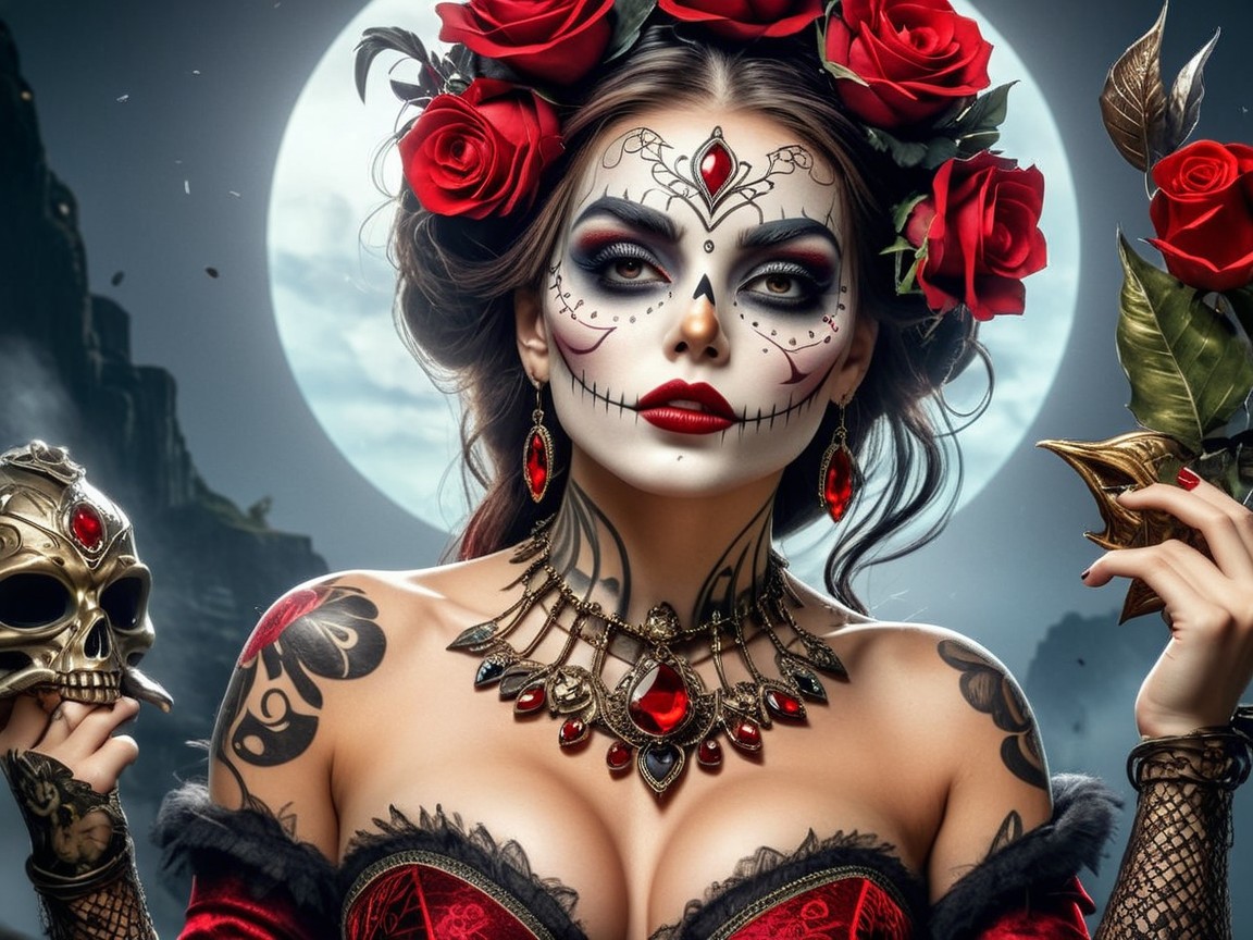 Dia de los Muertos-Inspired Makeup and Attire