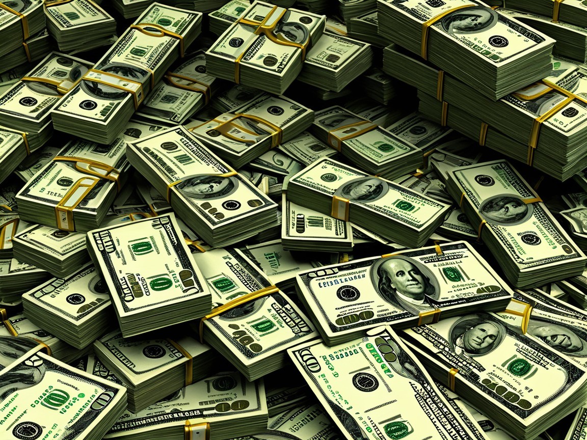 Stacks of U.S. currency showcasing wealth and abundance
