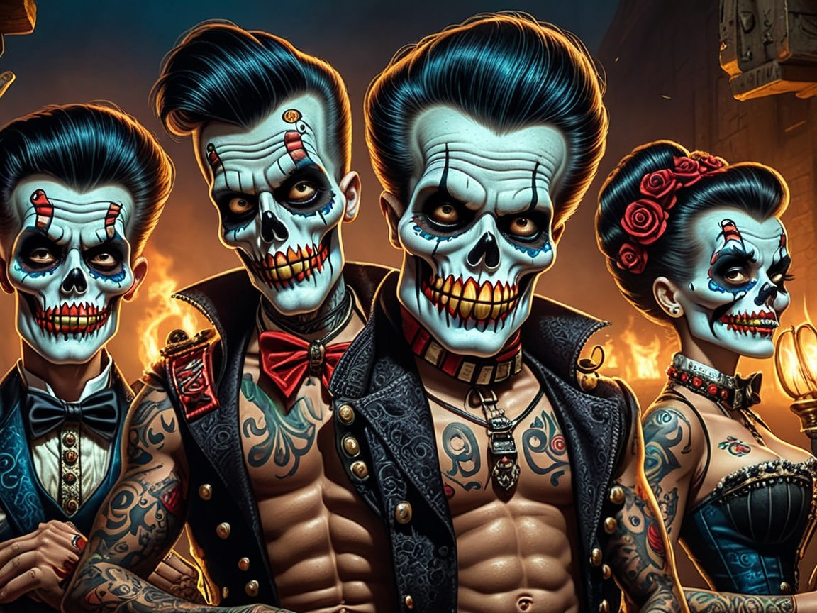 Vibrant Characters with Day of the Dead Skull Makeup