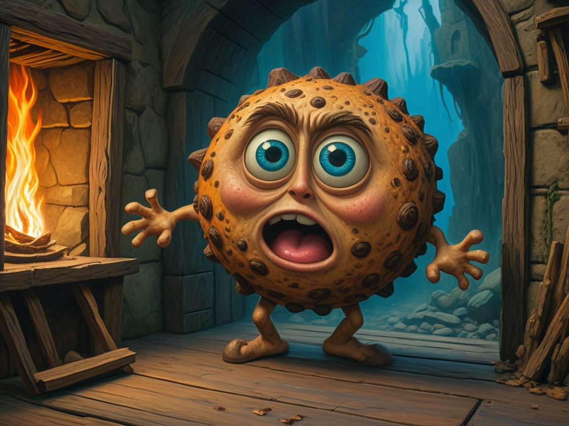 Whimsical Cookie Character in Mysterious Setting