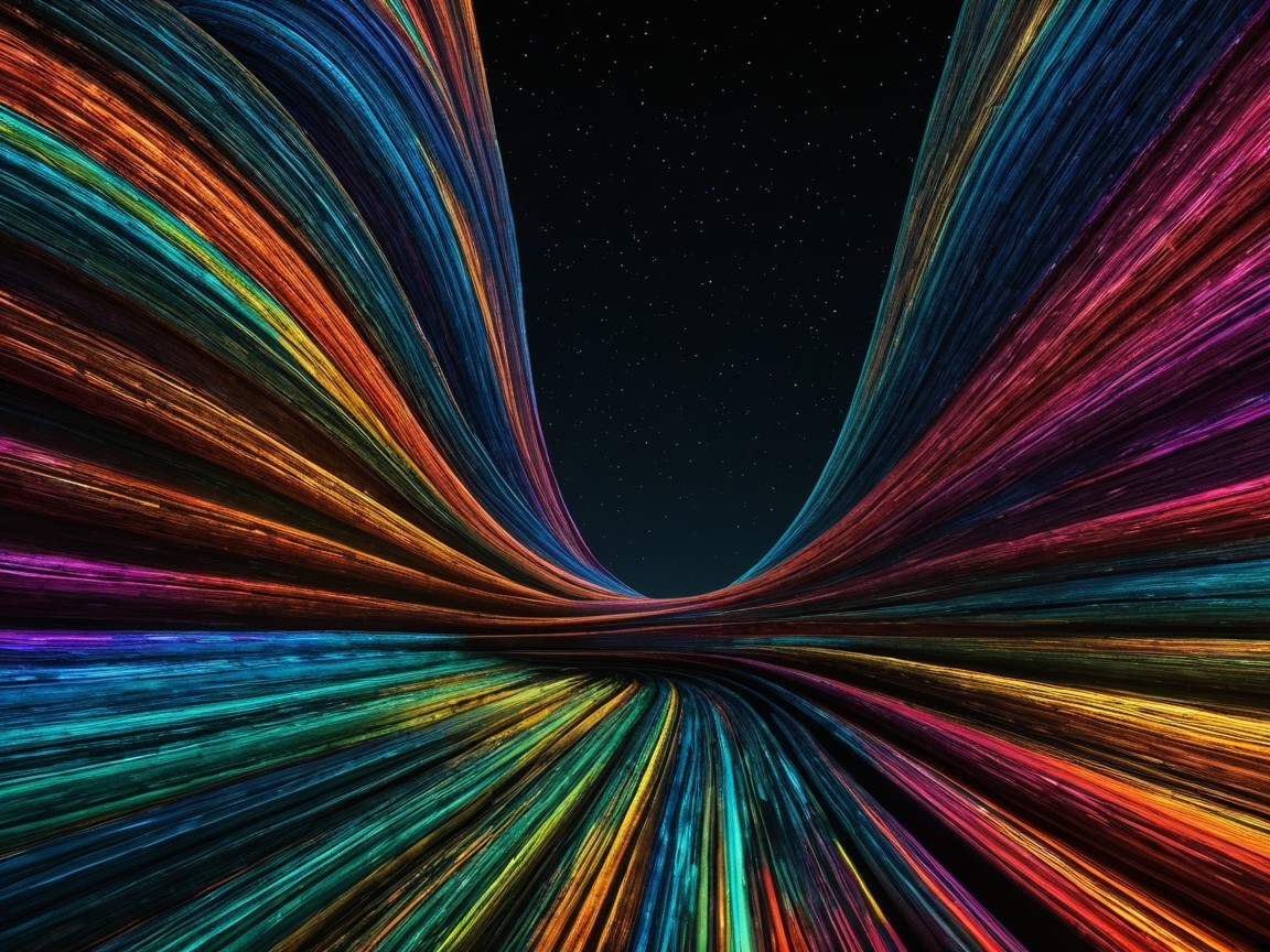 Vibrant Colorful Tunnel with Starry Background