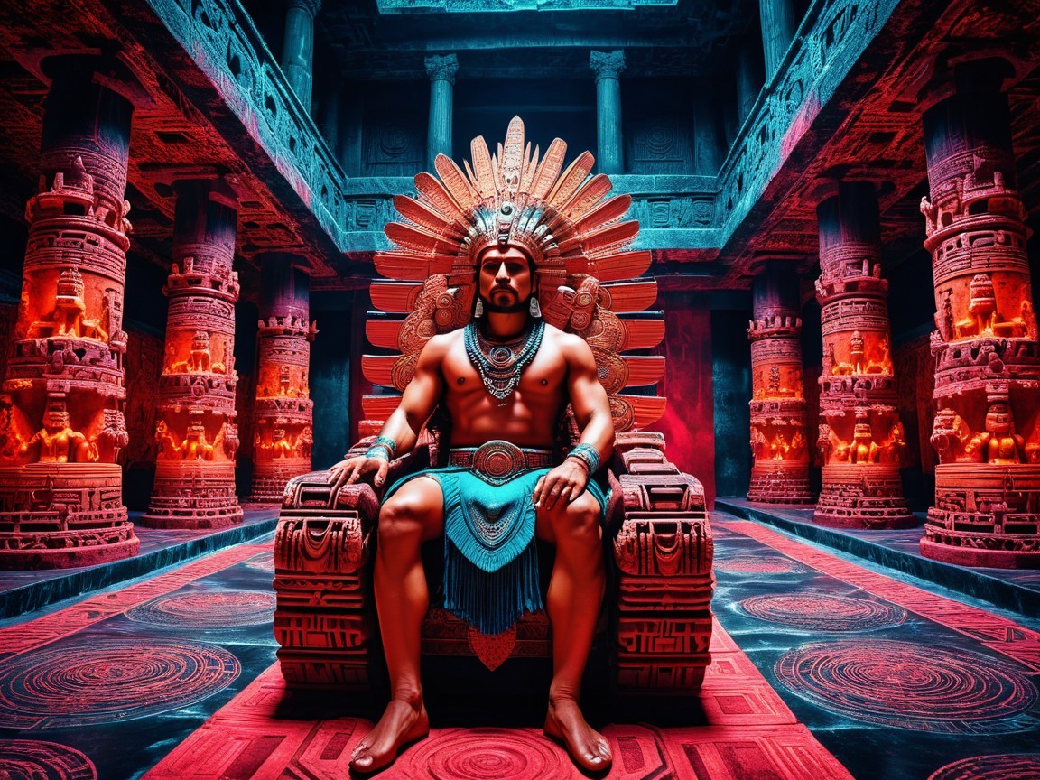Grand Throne with Ornate Tribal Attire and Architecture