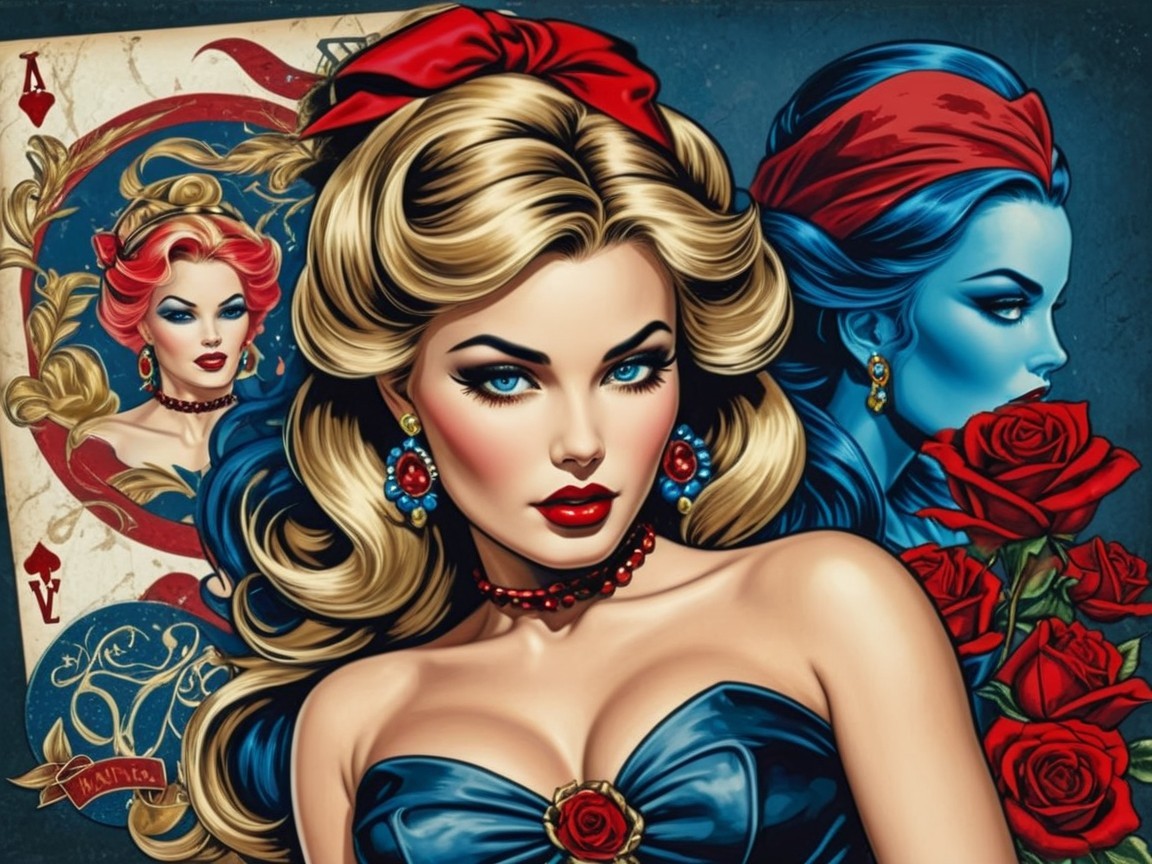 Vintage Illustration of Glamorous Women with Elegant Styles