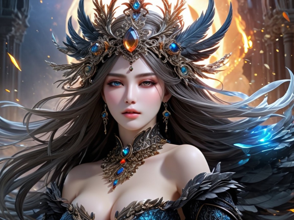 Fantasy Character with Crown and Regal Attire