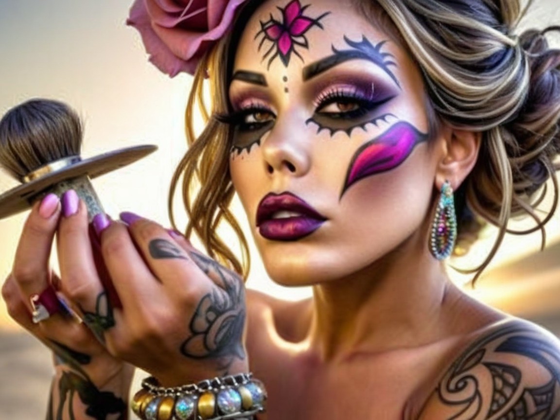 Model with Bold Makeup and Elegant Hair Design