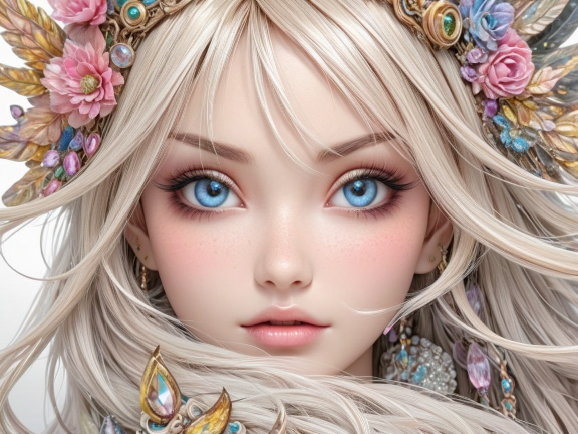 Close-up Portrait of a Character with Blue Eyes and Blonde Hair