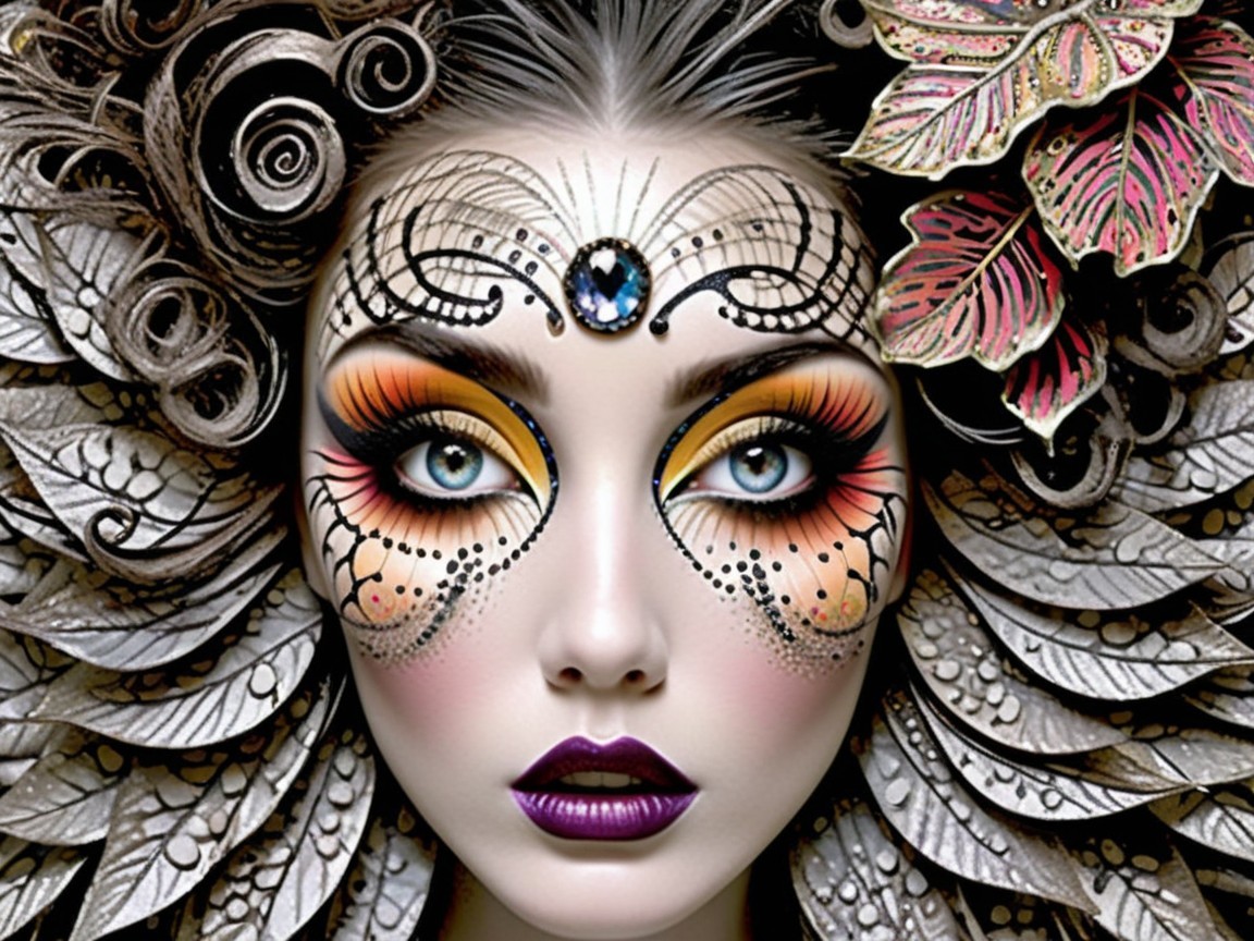 Portrait of a model with butterfly-inspired makeup