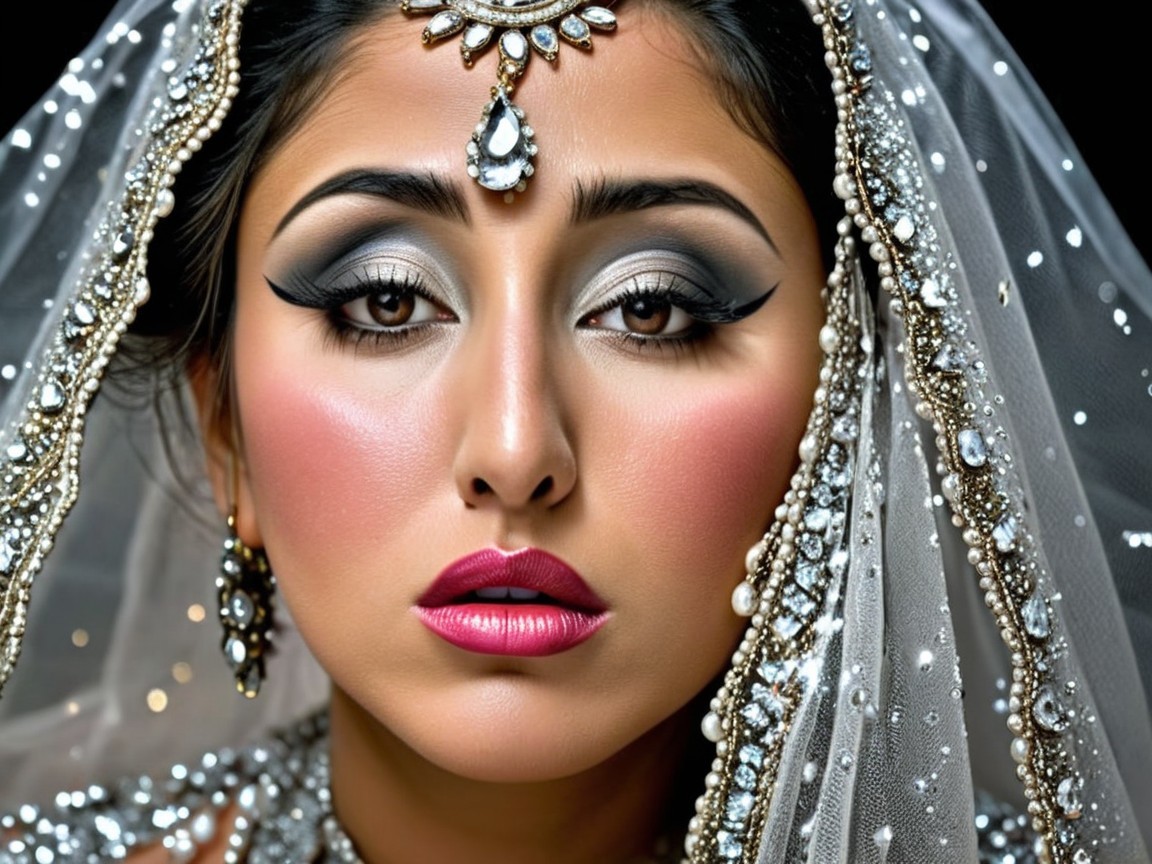 Close-up Portrait of a Woman in Bridal Attire