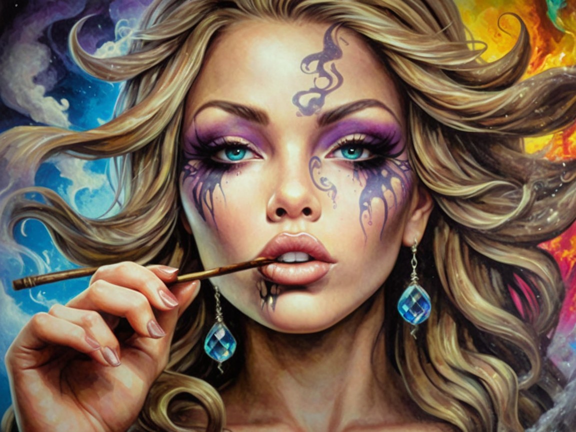 Portrait of a Woman with Creative Makeup and Hair