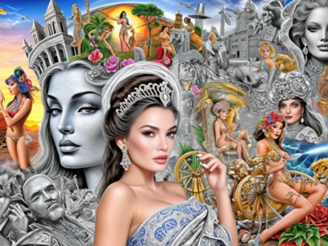 Vibrant Collage of Classical and Modern Elements